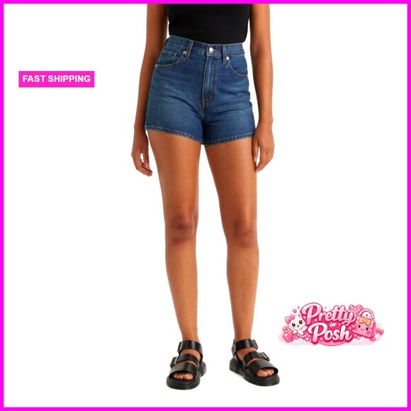 High Waisted Denim Mom Shorts Cotton Blend Vintage Fit